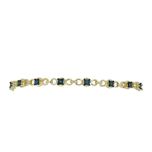 Brățară din Argint 925 Placat cu Aur ( 5.87 grame ) cu Diamant Albastru 0.07 Carate