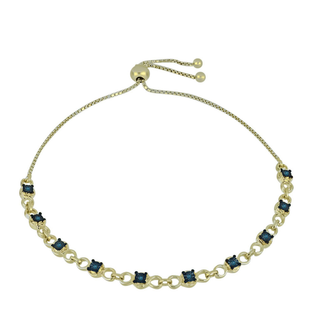 Brățară din Argint 925 Placat cu Aur ( 5.87 grame ) cu Diamant Albastru 0.07 Carate 1 