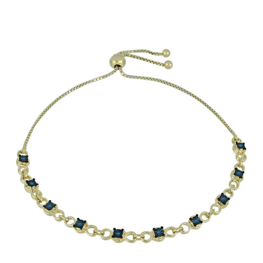 Brățară din Argint 925 Placat cu Aur ( 5.87 grame ) cu Diamant Albastru 0.07 Carate