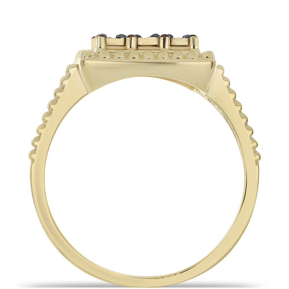 Inel din Argint 925 Placat cu Aur ( 4.49 grame ) cu Diamant Albastru 0.06 Carate 2 