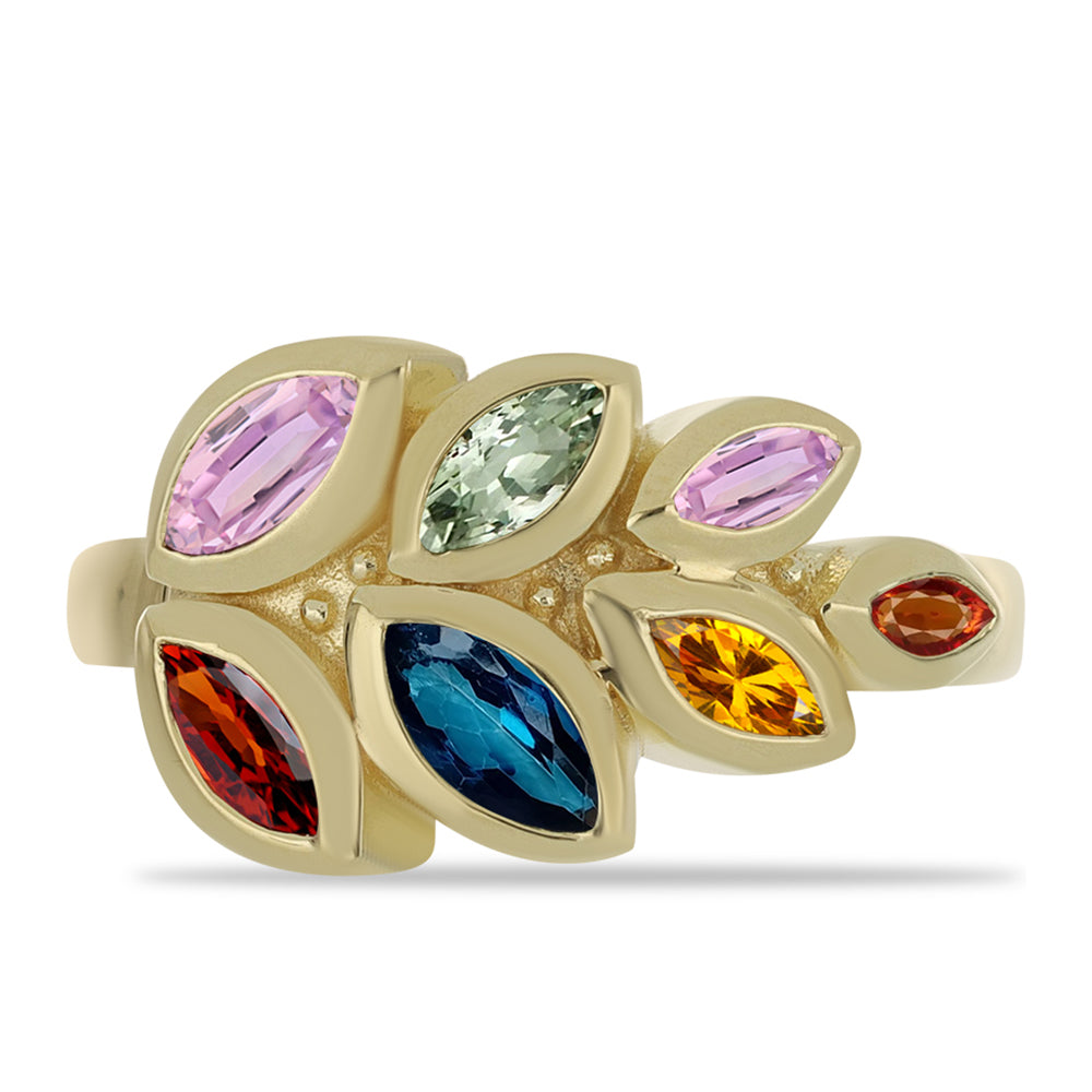 Inel din Argint 925 Placat cu Aur ( 3.32 grame ) cu Safir Rosebery Curcubeu 1.33 Carate 1 