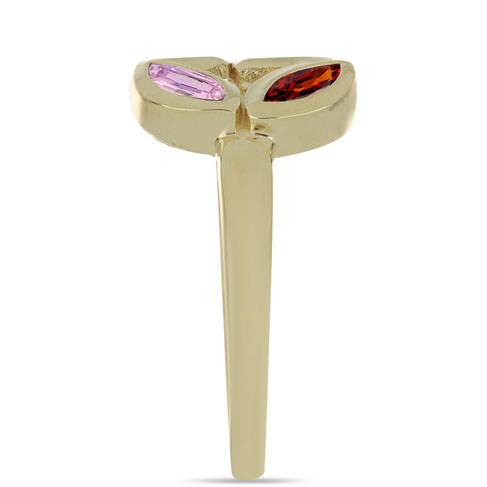 Inel din Argint 925 Placat cu Aur ( 3.32 grame ) cu Safir Rosebery Curcubeu 1.33 Carate 4 