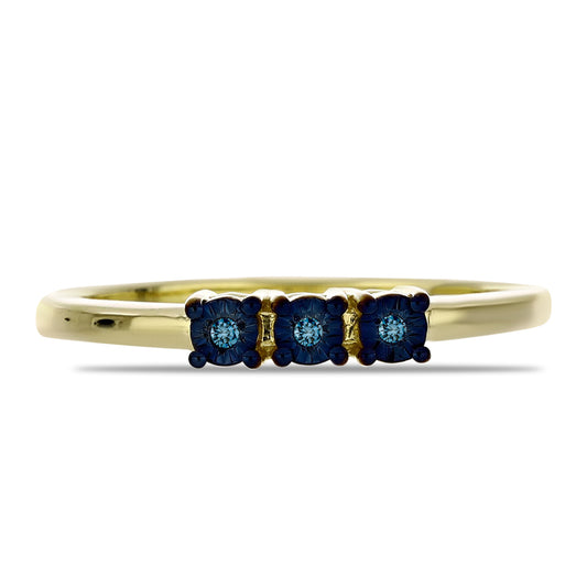 Inel din Argint 925 Placat cu Aur ( 1.96 grame ) cu Diamant Albastru 0.03 Carate