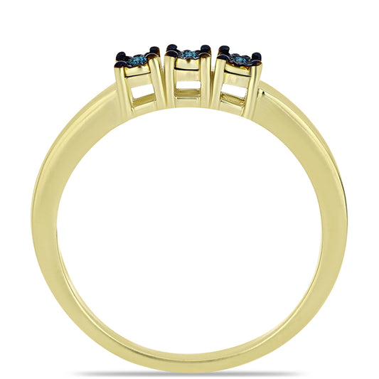 Inel din Argint 925 Placat cu Aur ( 1.96 grame ) cu Diamant Albastru 0.03 Carate