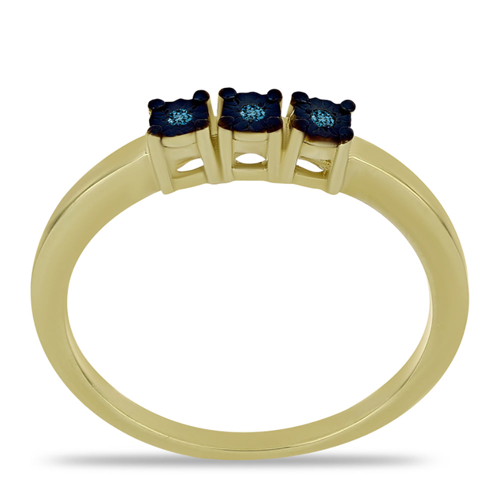 Inel din Argint 925 Placat cu Aur ( 1.96 grame ) cu Diamant Albastru 0.03 Carate 3 