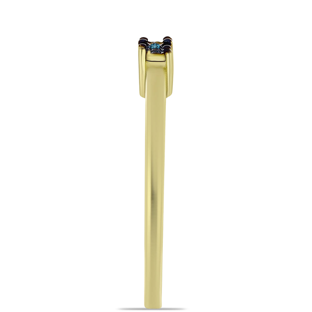 Inel din Argint 925 Placat cu Aur ( 1.96 grame ) cu Diamant Albastru 0.03 Carate 4 