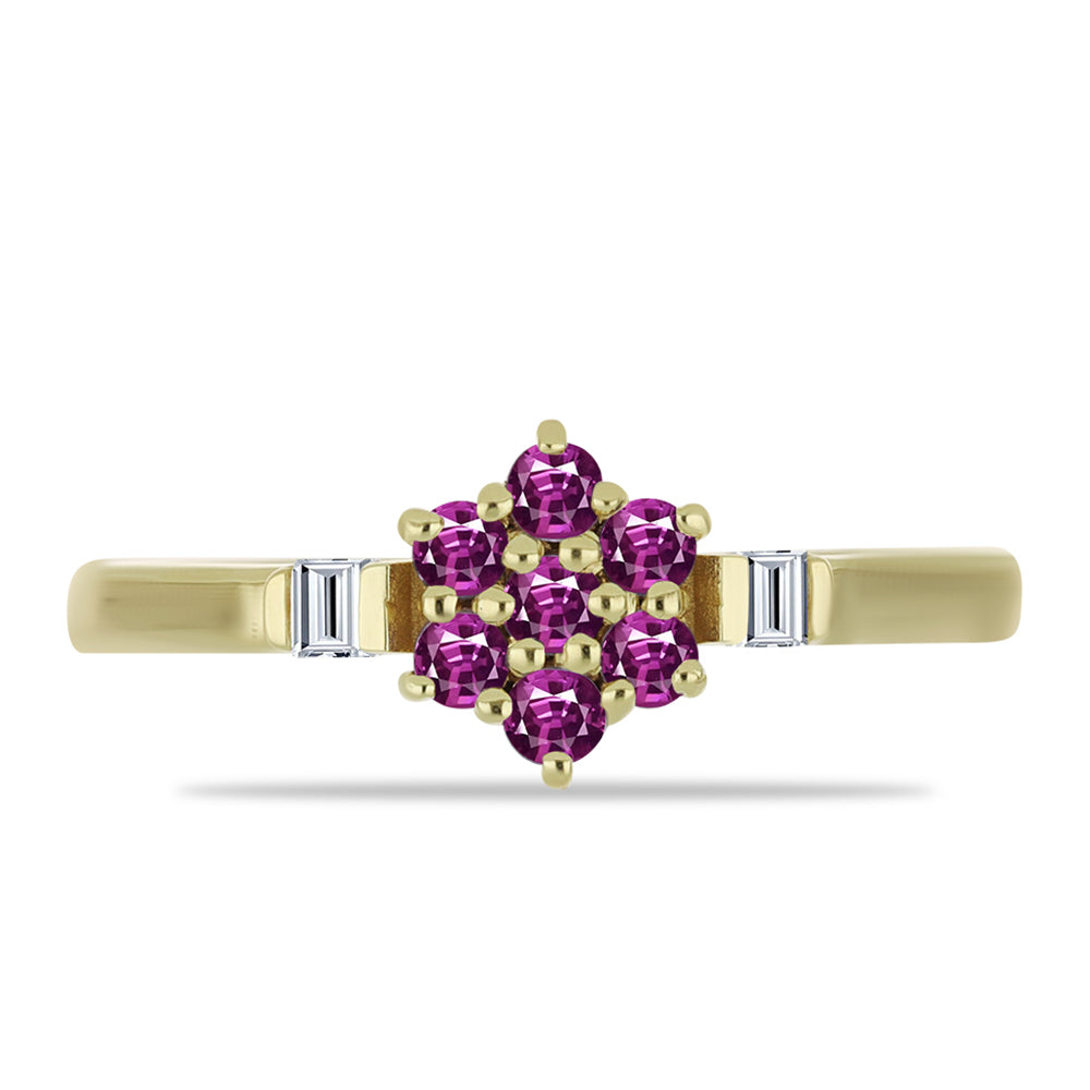 Inel din Argint 925 Placat cu Aur ( 1.83 grame ) cu Safir Violet și Topaz Alb 0.42 Carate