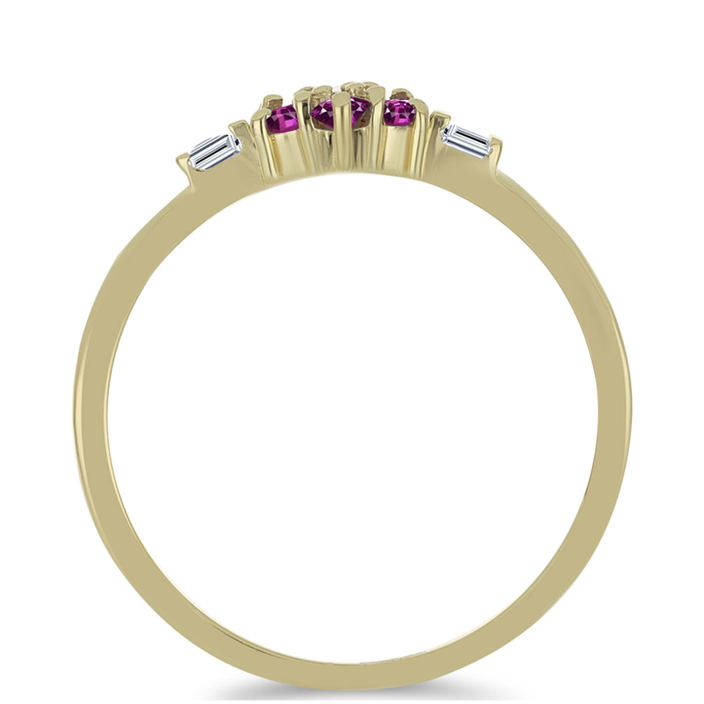 Inel din Argint 925 Placat cu Aur ( 1.83 grame ) cu Safir Violet și Topaz Alb 0.42 Carate