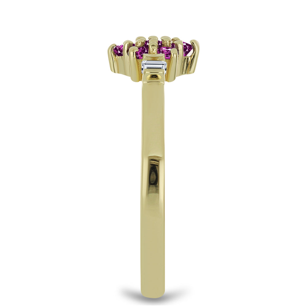 Inel din Argint 925 Placat cu Aur ( 1.83 grame ) cu Safir Violet și Topaz Alb 0.42 Carate 4 