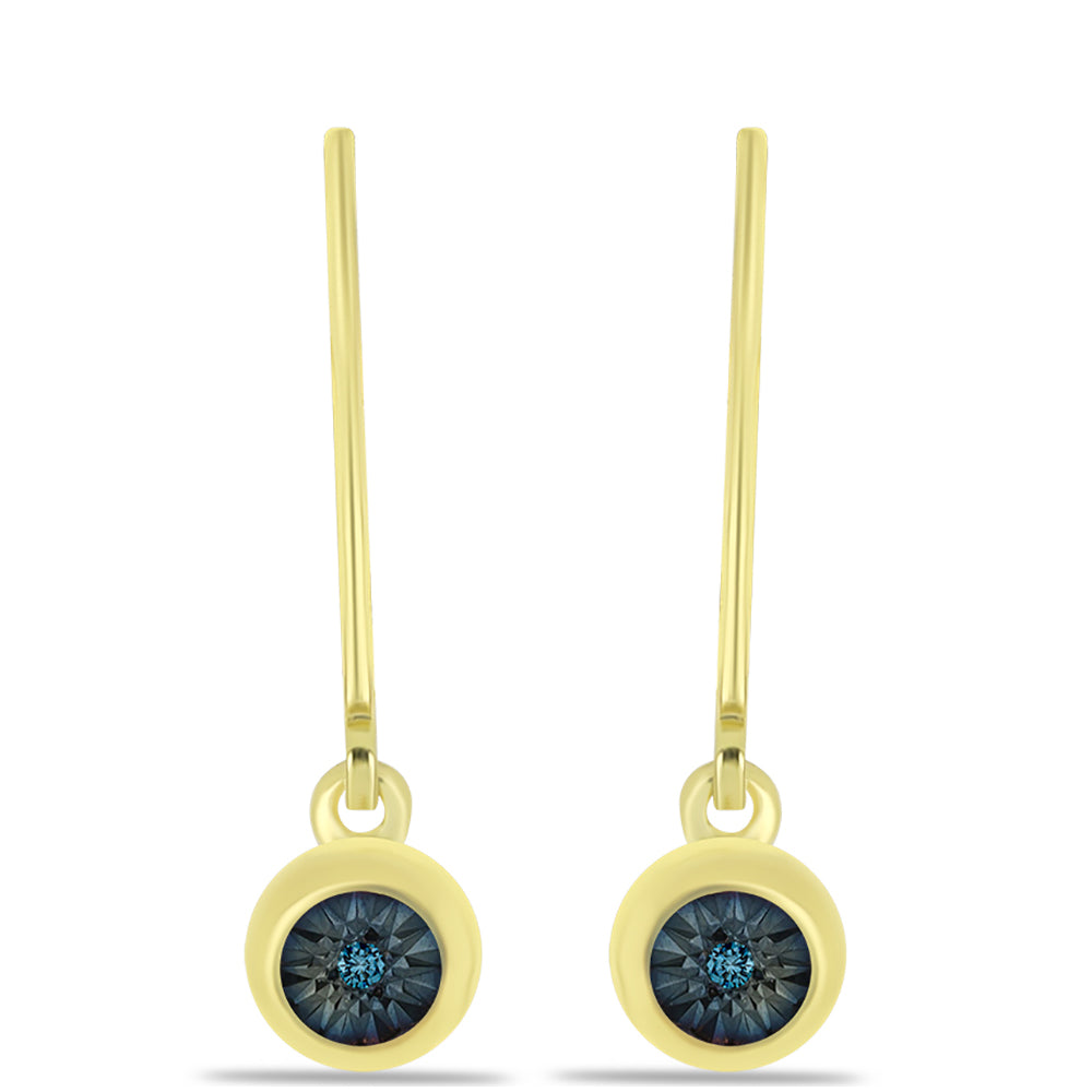 Cercei din Argint 925 Placat cu Aur ( 1.73 grame ) cu Diamant Albastru 0.01 Carate