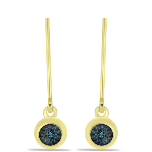 Cercei din Argint 925 Placat cu Aur ( 1.73 grame ) cu Diamant Albastru 0.01 Carate