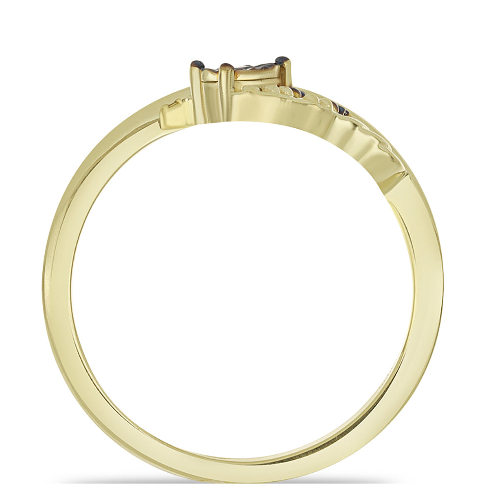 Inel din Argint 925 Placat cu Aur ( 2.63 grame ) cu Diamant Albastru 0.04 Carate 2 