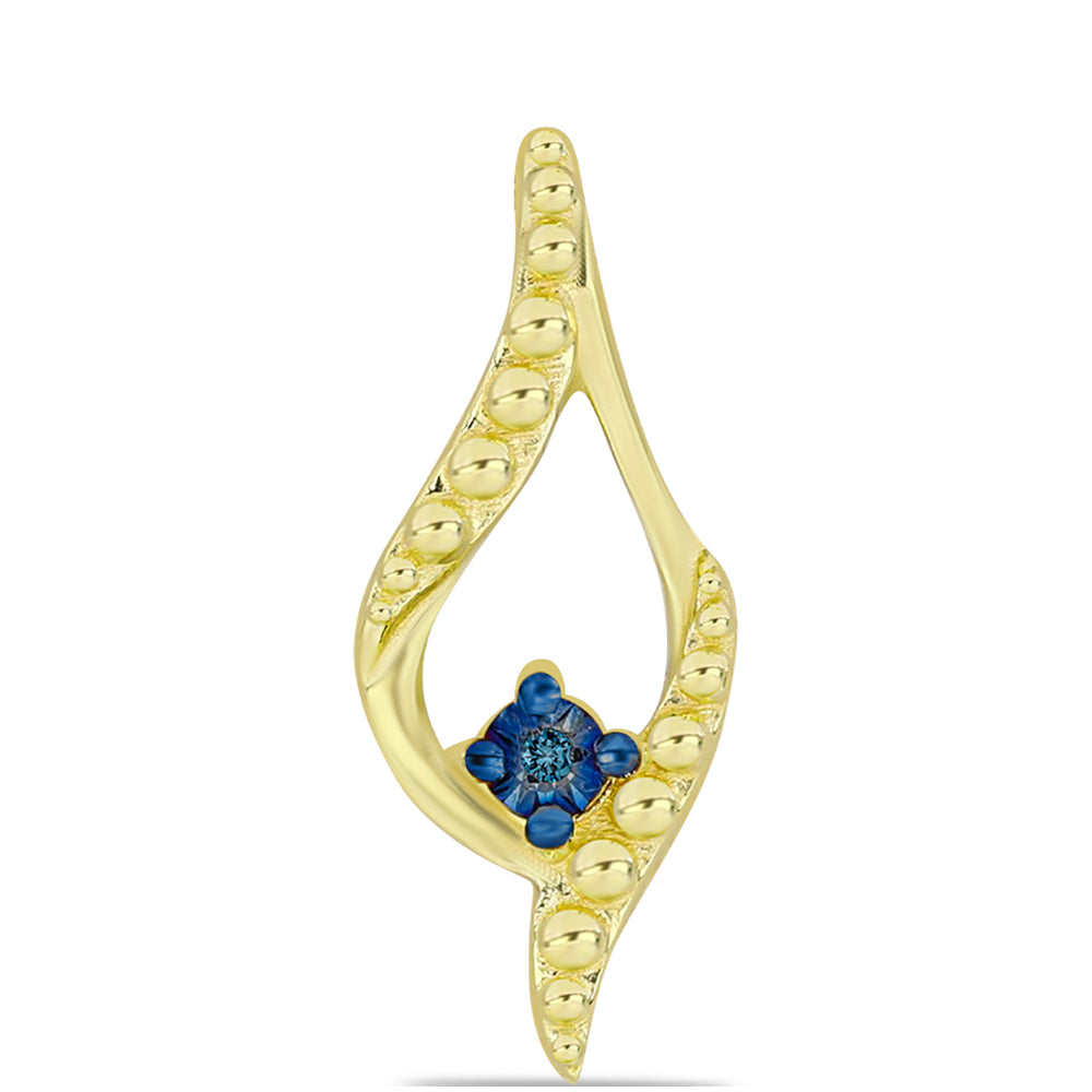 Set din Argint 925 Placat cu Aur ( 3.81 grame ) cu Diamant Albastru 0.02 Carate ( Cercei+Pandantiv ) 3 