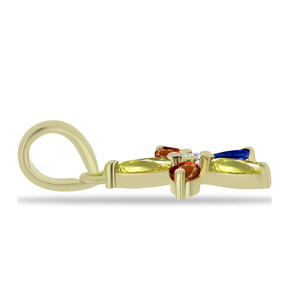 Pandantiv din Argint 925 Placat cu Aur ( 0.85 grame ) cu Safir Rosebery Curcubeu și Topaz Alb 0.99 Carate 2 