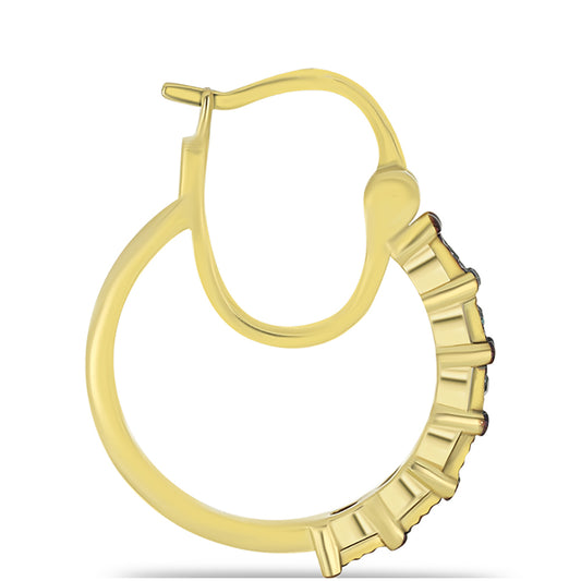 Cercei din Argint 925 Placat cu Aur ( 4.32 grame ) cu Diamant Albastru 0.08 Carate