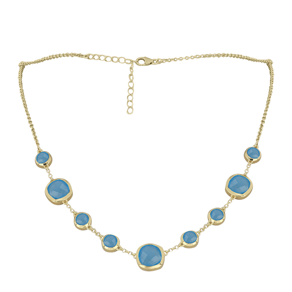 Colier din Argint 925 Placat cu Aur ( 9.42 grame ) cu Calcedonie de Apă 16.03 Carate 1 