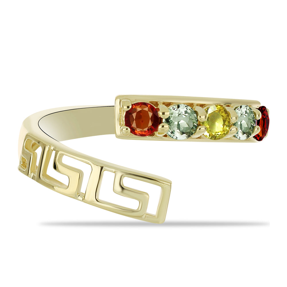 Inel din Argint 925 Placat cu Aur ( 2.31 grame ) cu Safir Rosebery Curcubeu 0.77 Carate 1 