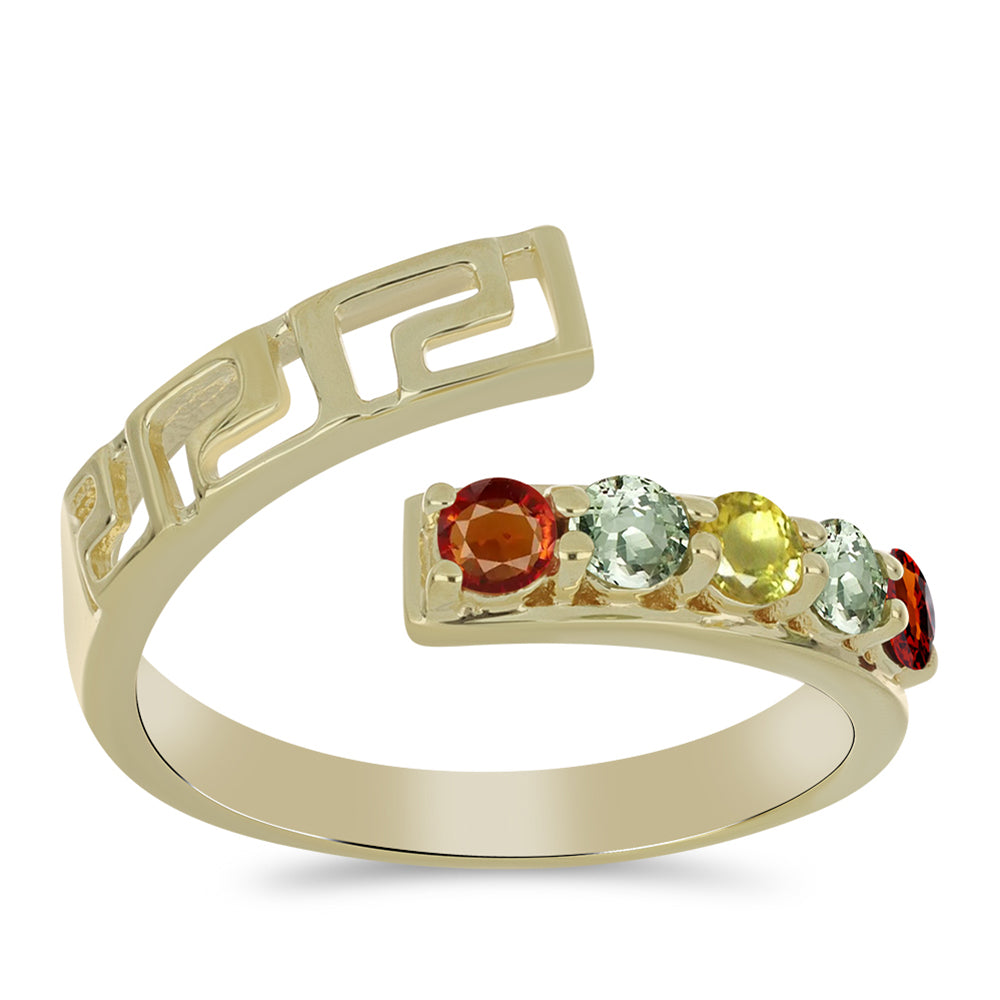 Inel din Argint 925 Placat cu Aur ( 2.31 grame ) cu Safir Rosebery Curcubeu 0.77 Carate