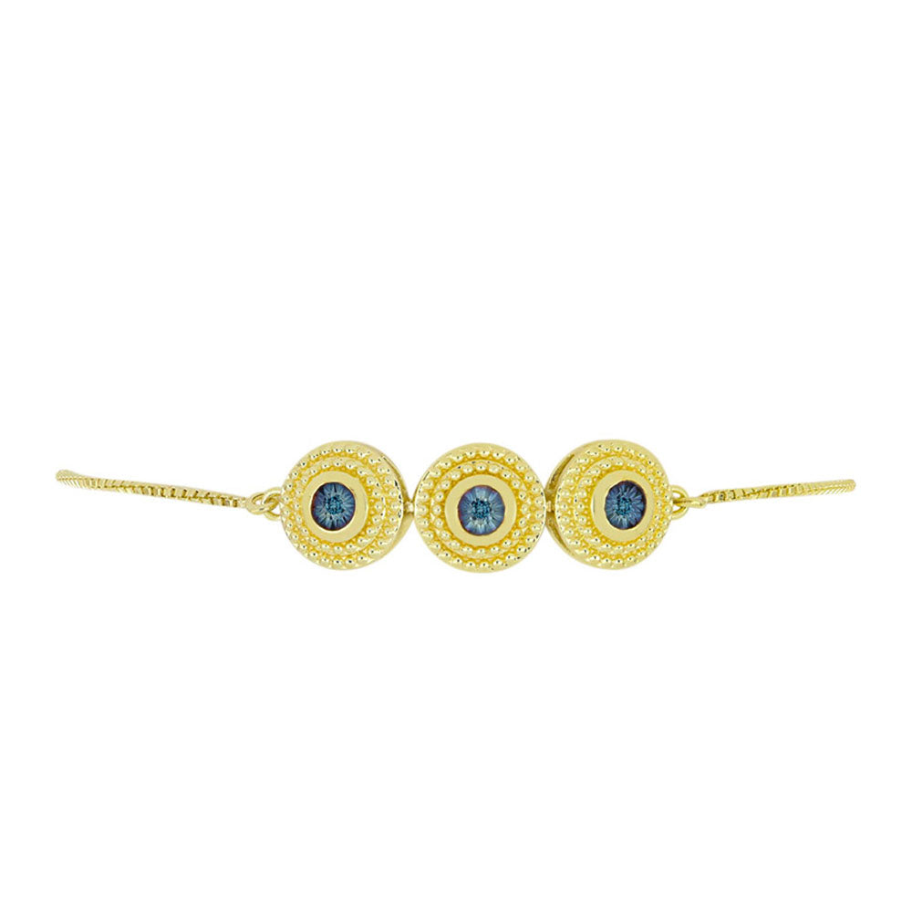 Brățară din Argint 925 Placat cu Aur ( 6.18 grame ) cu Diamant Albastru 0.02 Carate 2 