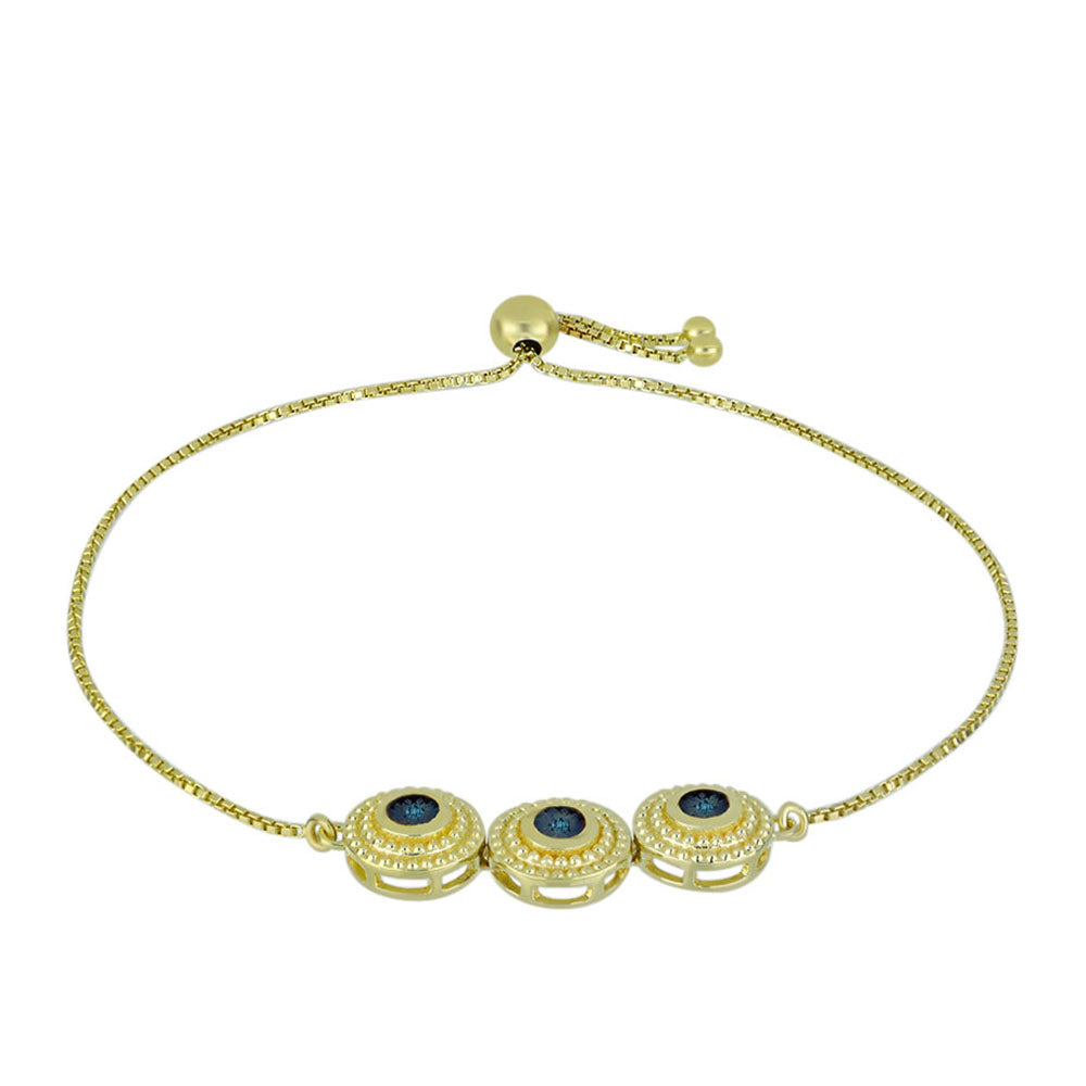 Brățară din Argint 925 Placat cu Aur ( 6.18 grame ) cu Diamant Albastru 0.02 Carate 1 