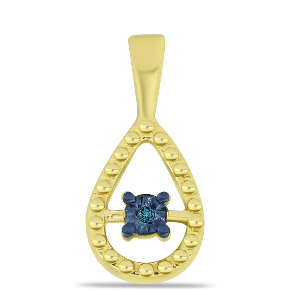 Pandantiv din Argint 925 Placat cu Aur ( 0.95 grame ) cu Diamant Albastru 0.01 Carate