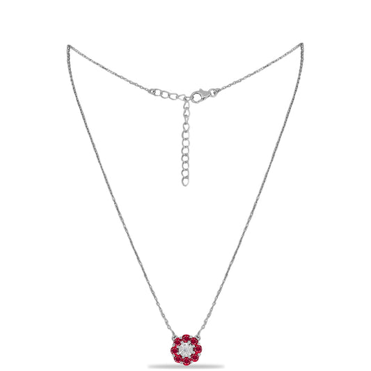 Colier din Argint 925 ( 3.38 grame ) cu Rubin Malagasy și Diamant Alb 1.21 Carate