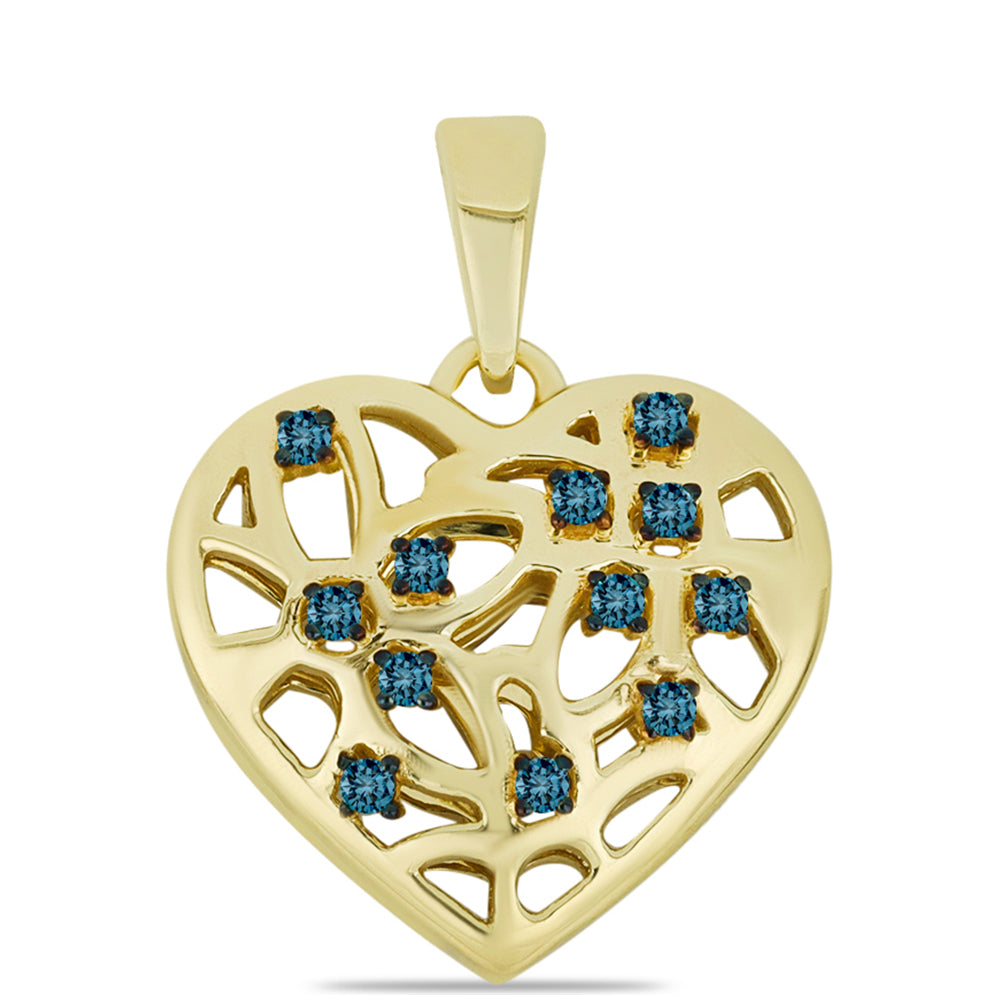 Pandantiv din Argint 925 Placat cu Aur ( 2.38 grame ) cu Diamant Albastru 0.12 Carate 1 