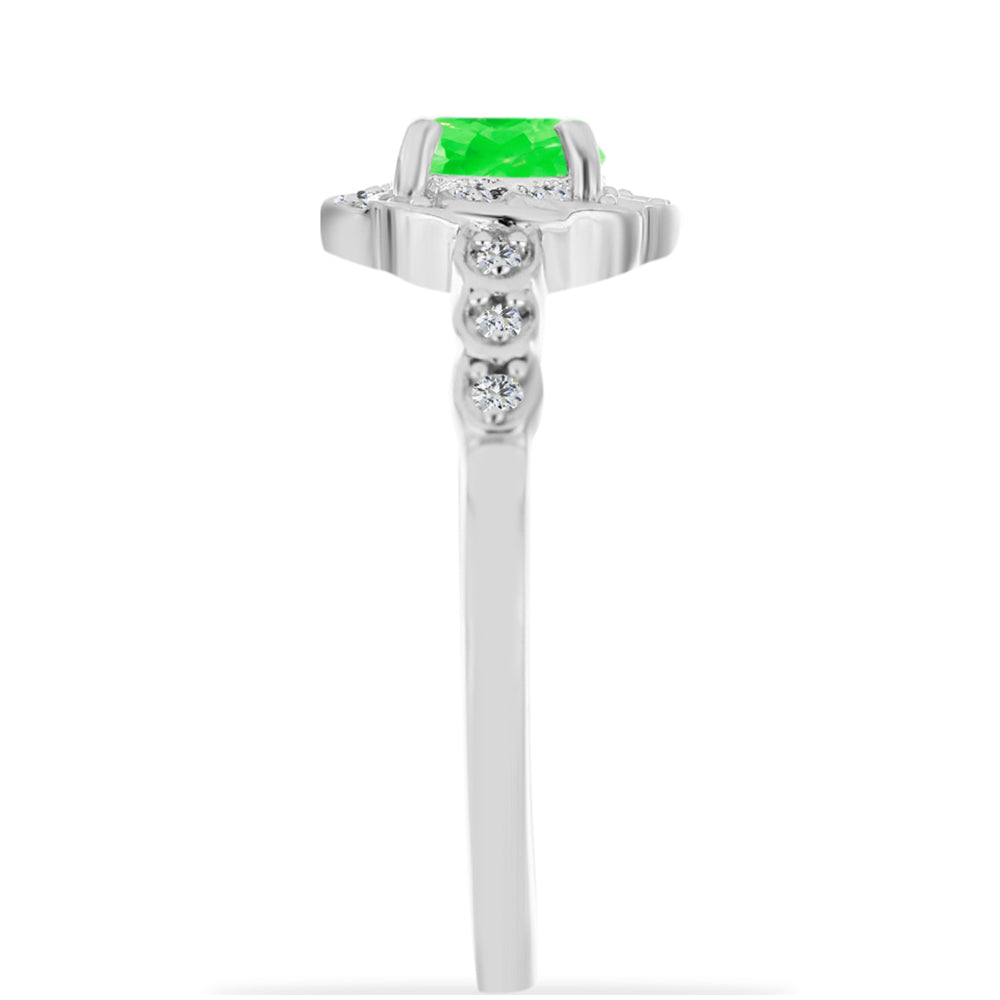 Inel din Argint 925 ( 2.45 grame ) cu Opal Hialit și Topaz Alb 0.78 Carate 4 