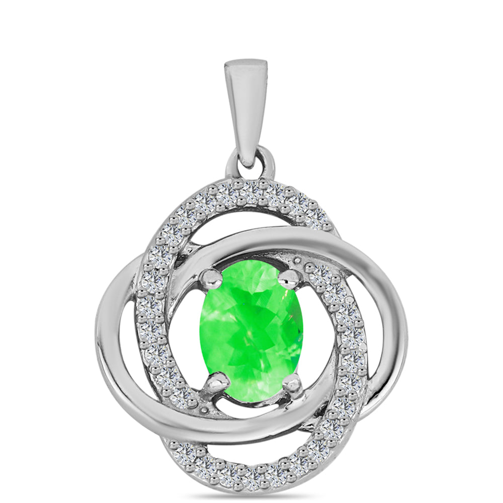 Pandantiv din Argint 925 ( 1.48 grame ) cu Opal Hialit și Topaz Alb 0.87 Carate 1 