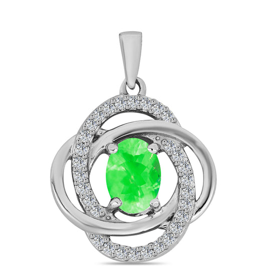 Pandantiv din Argint 925 ( 1.48 grame ) cu Opal Hialit și Topaz Alb 0.87 Carate