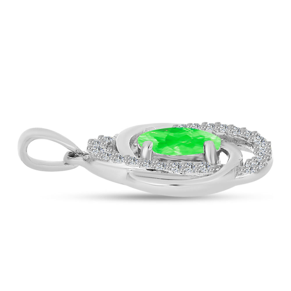 Pandantiv din Argint 925 ( 1.48 grame ) cu Opal Hialit și Topaz Alb 0.87 Carate 2 