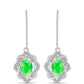 Cercei din Argint 925 ( 3.4 grame ) cu Opal Hialit și Topaz Alb 1.55 Carate