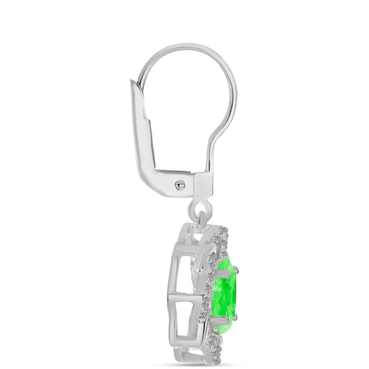 Cercei din Argint 925 ( 3.4 grame ) cu Opal Hialit și Topaz Alb 1.55 Carate