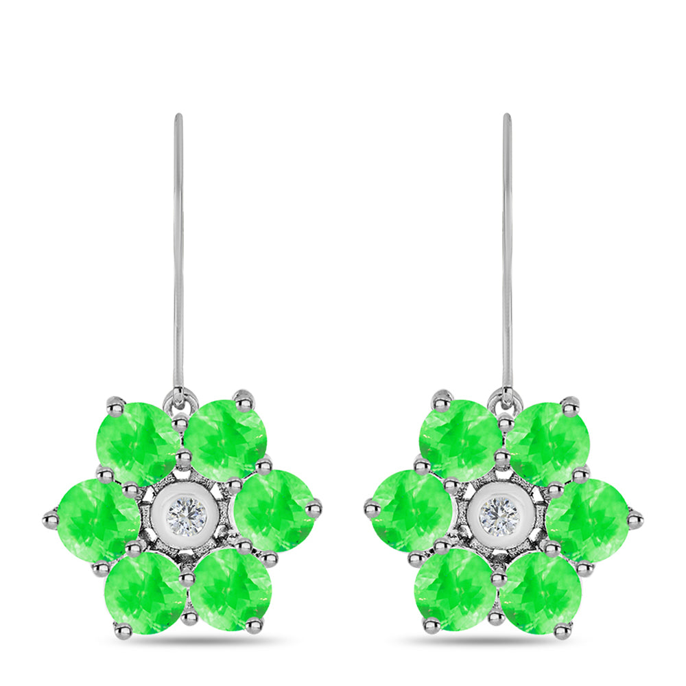 Cercei din Argint 925 ( 1.88 grame ) cu Opal Hialit și Topaz Alb 1.1 Carate 1 