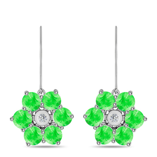 Cercei din Argint 925 ( 1.88 grame ) cu Opal Hialit și Topaz Alb 1.1 Carate