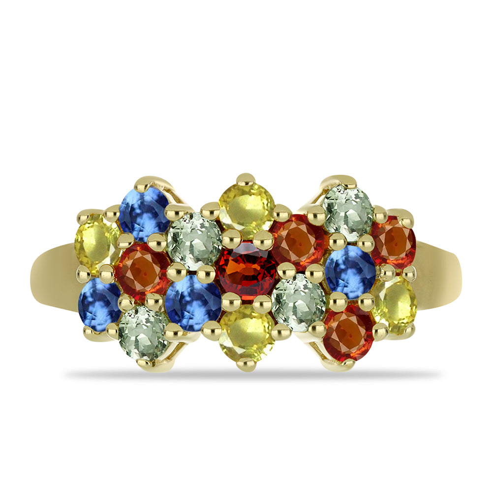Inel din Argint 925 Placat cu Aur ( 3.14 grame ) cu Safir Rosebery Curcubeu 2.34 Carate 1 