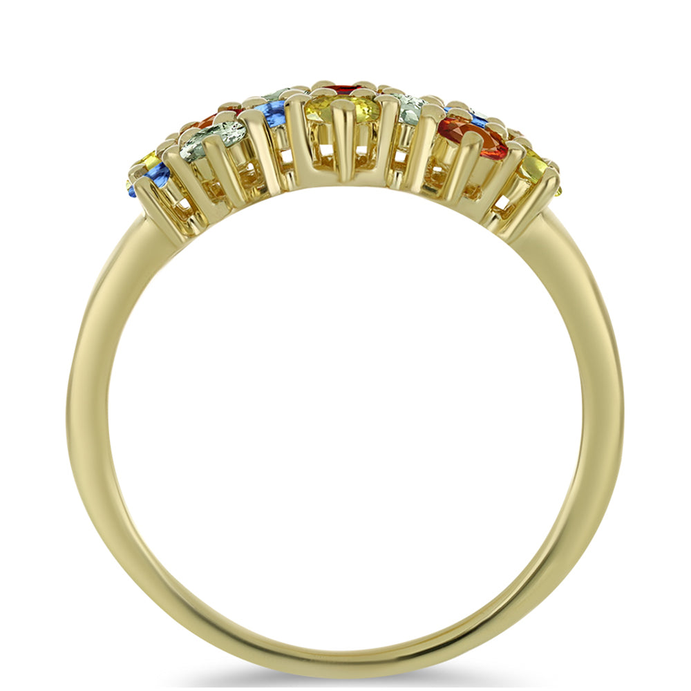 Inel din Argint 925 Placat cu Aur ( 3.14 grame ) cu Safir Rosebery Curcubeu 2.34 Carate 2 