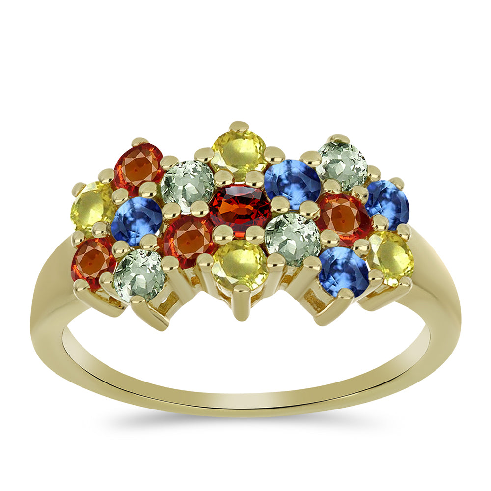 Inel din Argint 925 Placat cu Aur ( 3.14 grame ) cu Safir Rosebery Curcubeu 2.34 Carate