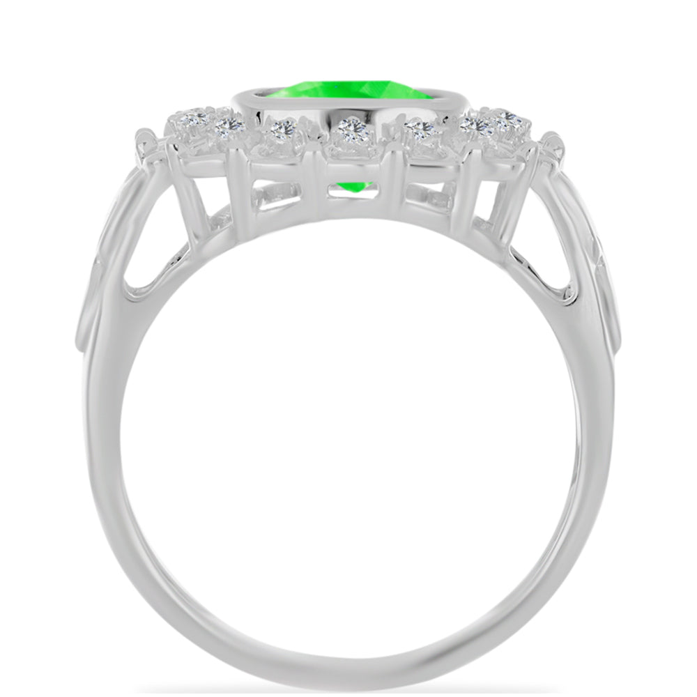 Inel din Argint 925 ( 4.07 grame ) cu Opal Hialit și Topaz Alb 1.3 Carate