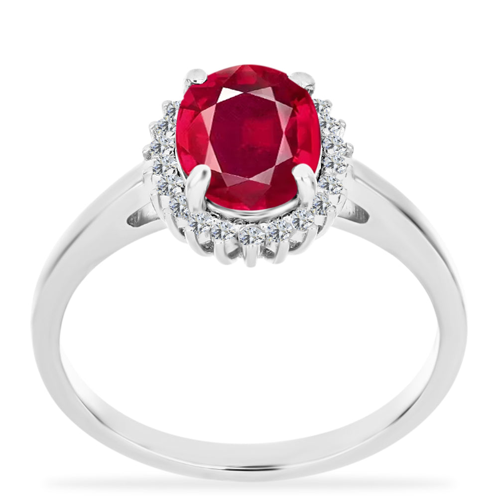 Inel din Argint 925 ( 2.48 grame ) cu Rubin Malagasy și Diamant Alb 2.84 Carate 3 