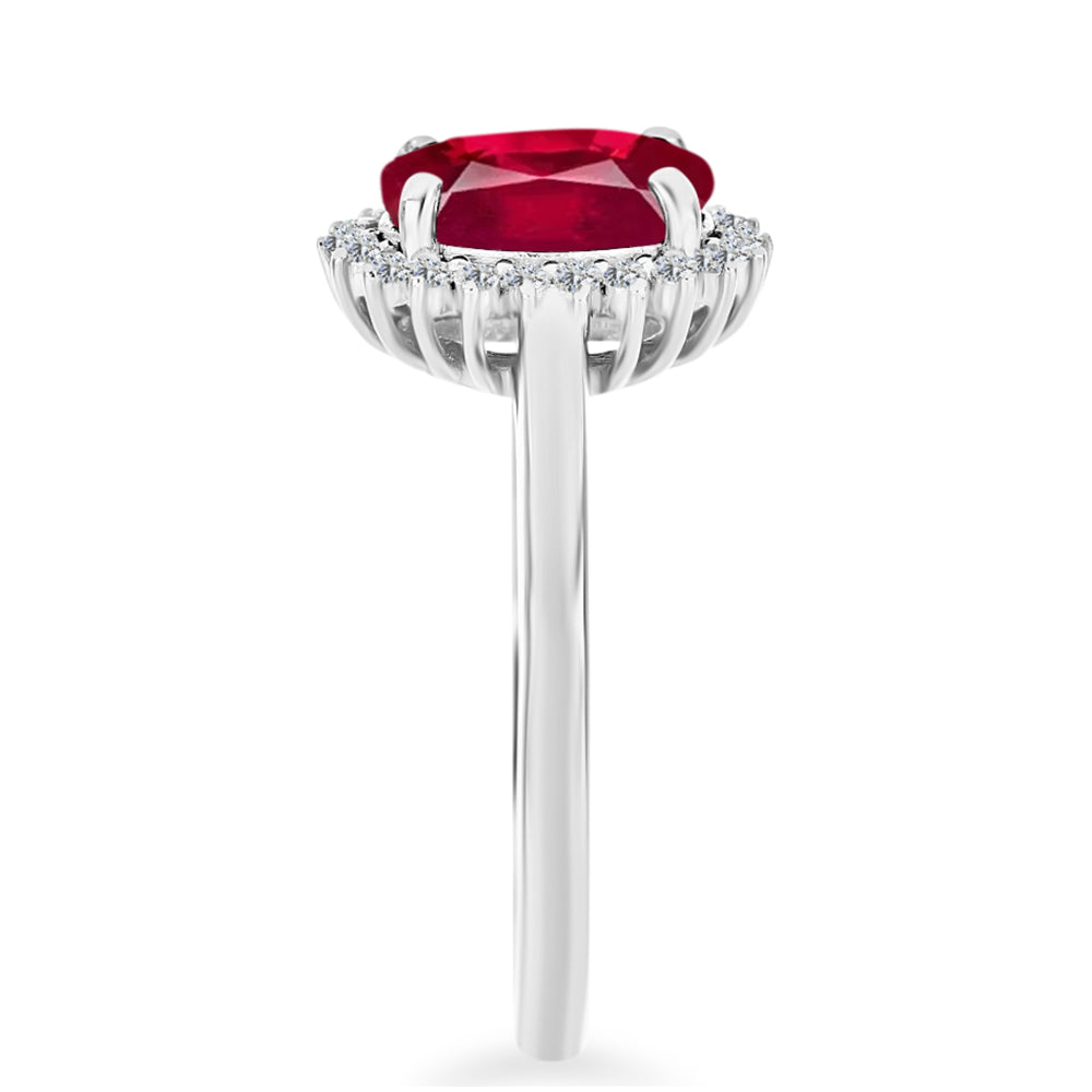 Inel din Argint 925 ( 2.48 grame ) cu Rubin Malagasy și Diamant Alb 2.84 Carate 4 