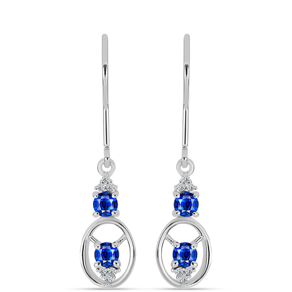 Cercei din Argint 925 ( 1.94 grame ) cu Safir Albastru Australian și Topaz Alb 0.74 Carate
