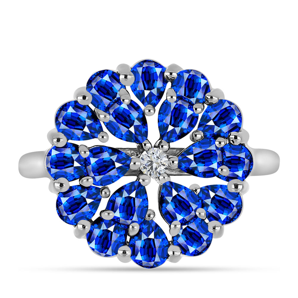 Inel din Argint 925 ( 3.89 grame ) cu Safir Albastru Australian și Topaz Alb 4.11 Carate