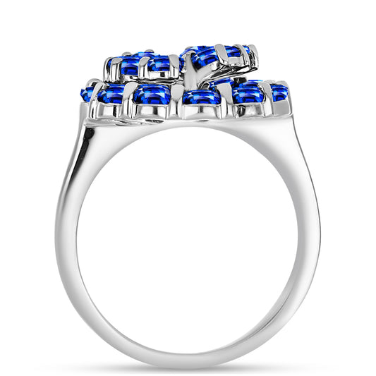 Inel din Argint 925 ( 3.89 grame ) cu Safir Albastru Australian și Topaz Alb 4.11 Carate