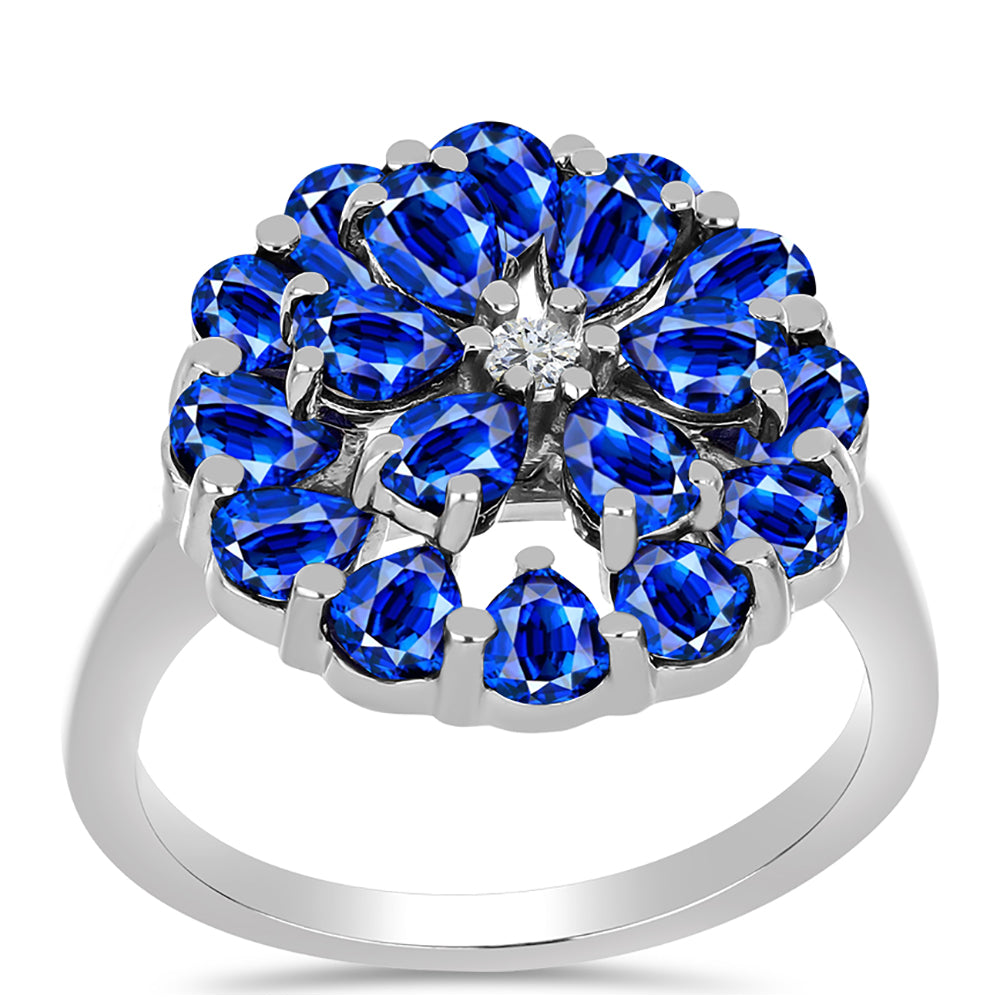 Inel din Argint 925 ( 3.89 grame ) cu Safir Albastru Australian și Topaz Alb 4.11 Carate