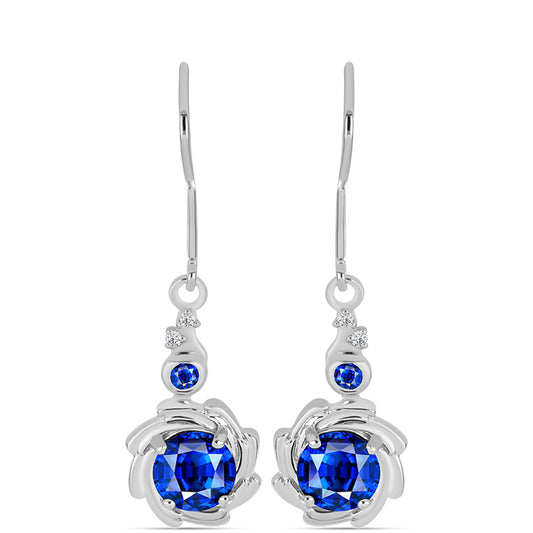 Cercei din Argint 925 ( 2.1 grame ) cu Safir Albastru Australian și Topaz Alb 2.66 Carate