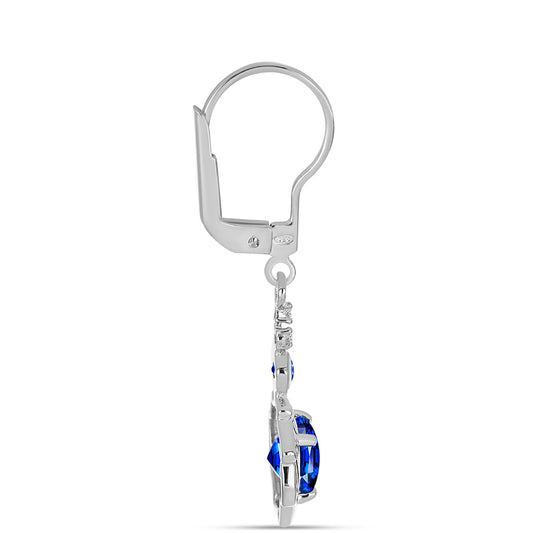 Cercei din Argint 925 ( 2.1 grame ) cu Safir Albastru Australian și Topaz Alb 2.66 Carate
