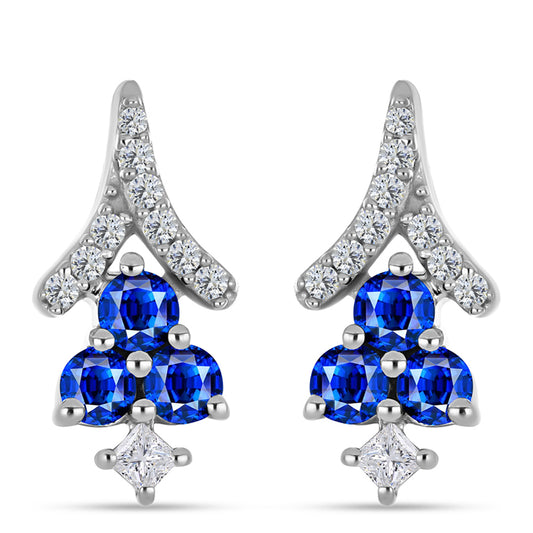 Cercei din Argint 925 ( 2.85 grame ) cu Safir Albastru Australian și Topaz Alb 1.28 Carate
