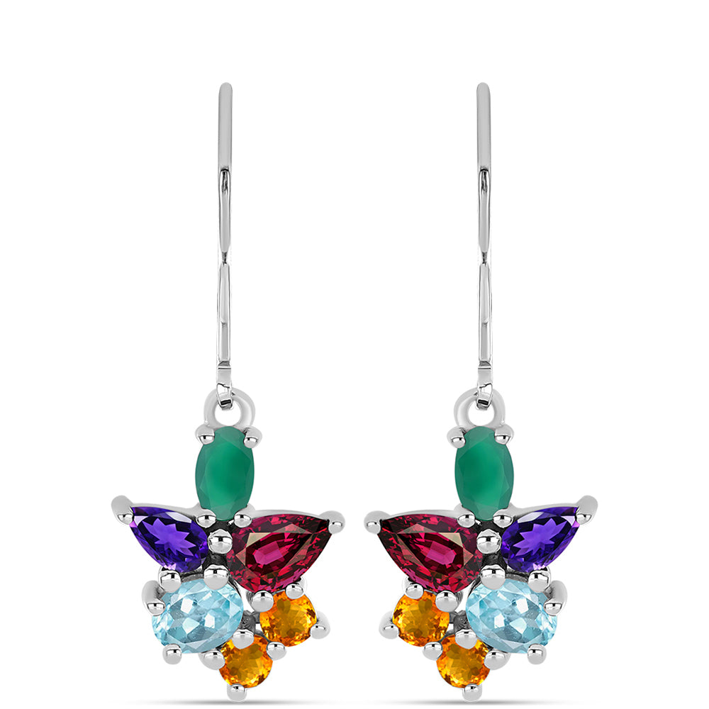 Cercei din Argint 925 ( 2.83 grame ) cu Ametist Marocan și Agat Verde 3.09 Carate