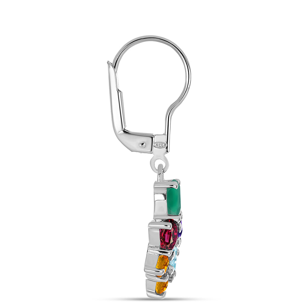 Cercei din Argint 925 ( 2.83 grame ) cu Ametist Marocan și Agat Verde 3.09 Carate 2 